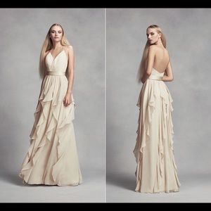 Vera Wang White Label Chiffon Long Dress